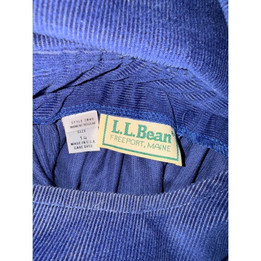 L.L. Bean Blue Corduroy Pinafore Dress 90s Cottagecore Prairie USA Made Size 14 - Picture 6 of 11